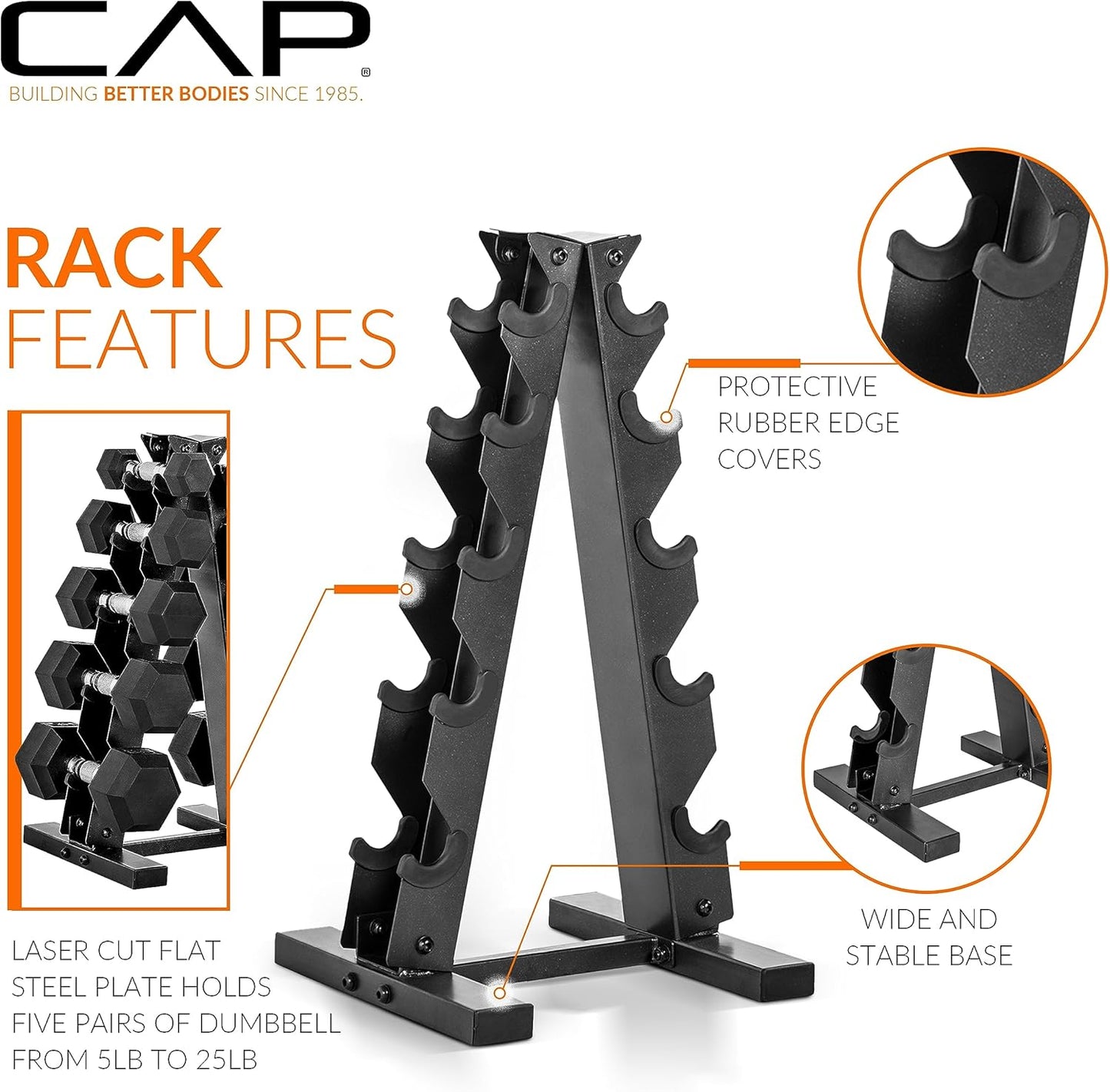 150 LB Coated Hex Dumbbell Weight Set with Vertical Rack